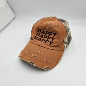Duck Dynasty Happy Happy Happy Hat Camo Distressed Dad Cap Vintage‎